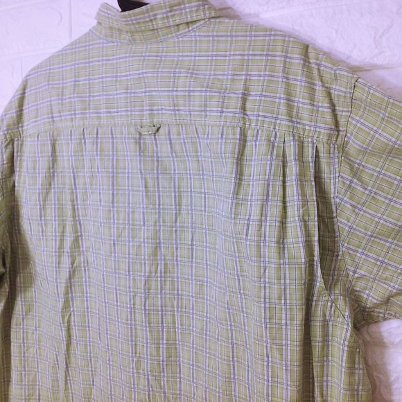 Vintage 90s Columbia Sport PFG Shirt OmniShade -XL Pockets Vented Plaid Green - Picture 8 of 10